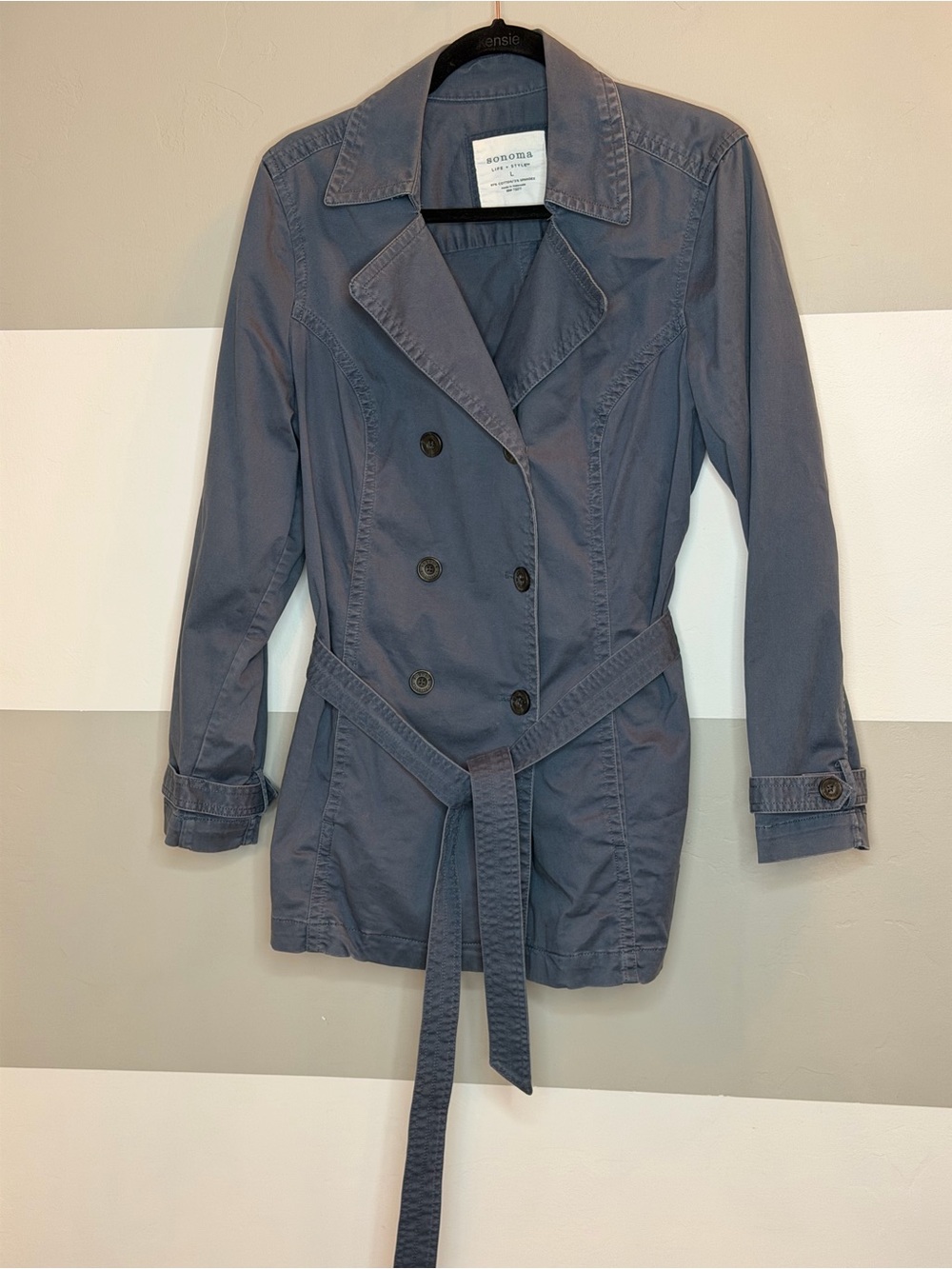 Sonoma Double-Breasted Belted Trench Coat - Slate blue large